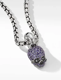 Skull Charm With Full Pavé Purple Sapphires And 18k White Gold
