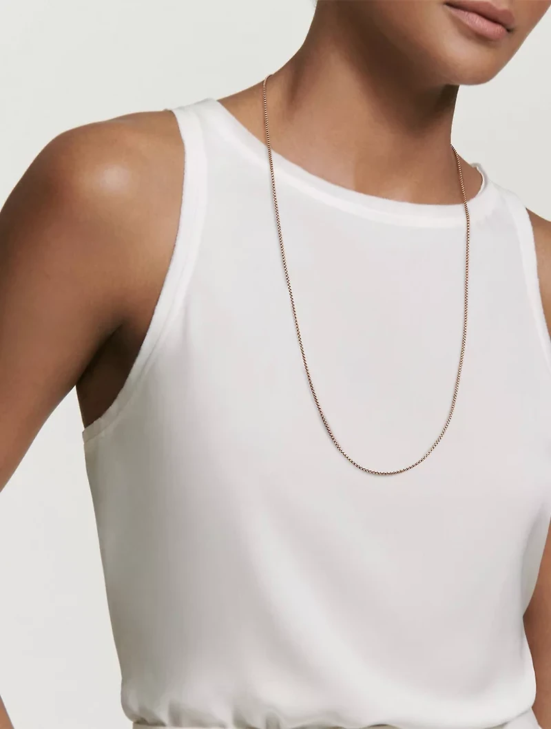 Box Chain Slider Necklace In 18k Rose Gold, 1.7mm