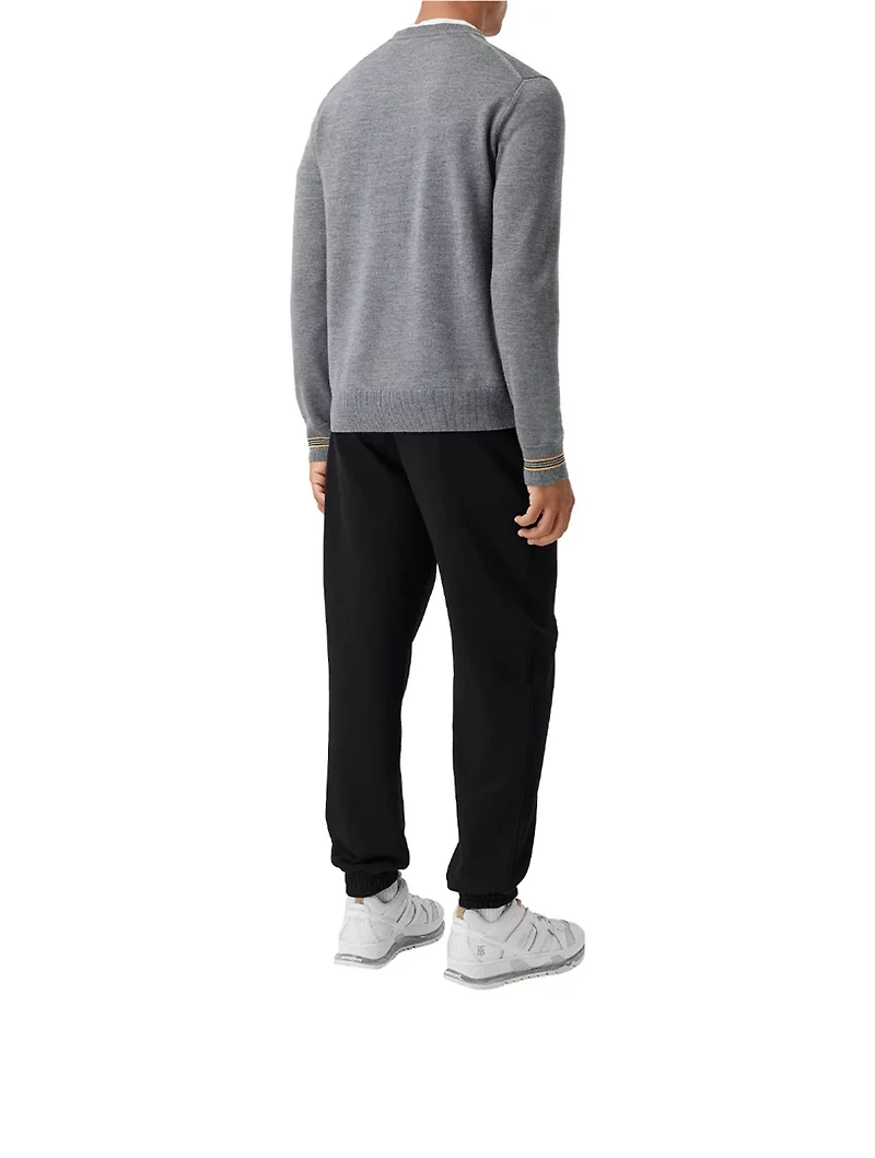 Icon Stripe Trim Wool Sweater