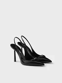 Brushed Leather Slingback Pumps