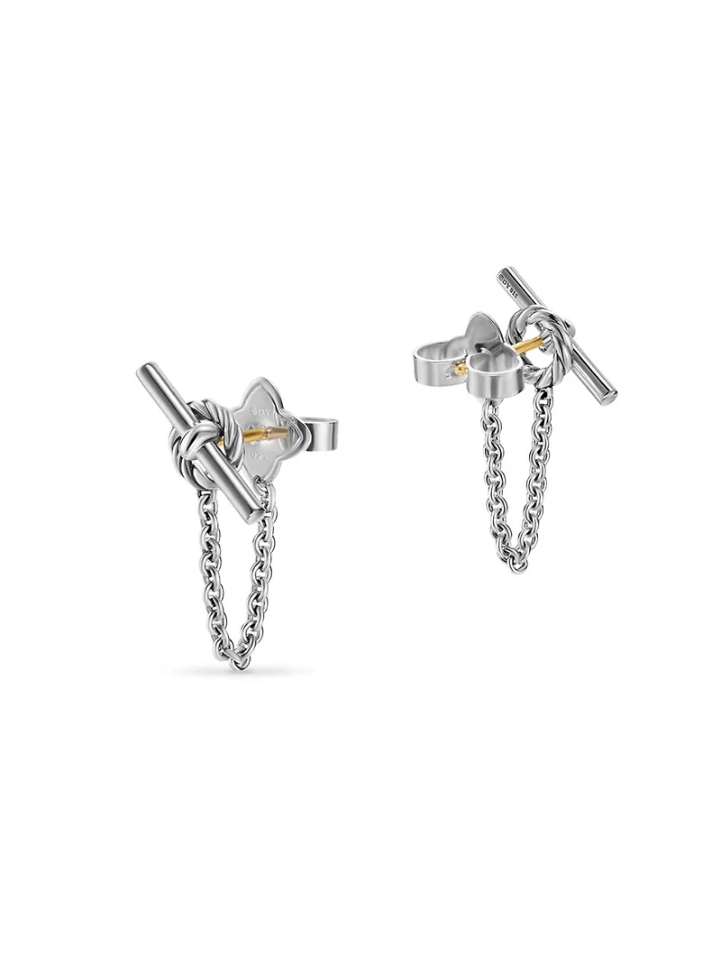 Dy Mercer® Petite Toggle Chain Stud Earrings In Sterling Silver, 38.2mm