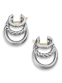 Dy Mercer® Three Row Hoop Earrings In Sterling Silver With Diamonds, 21mm