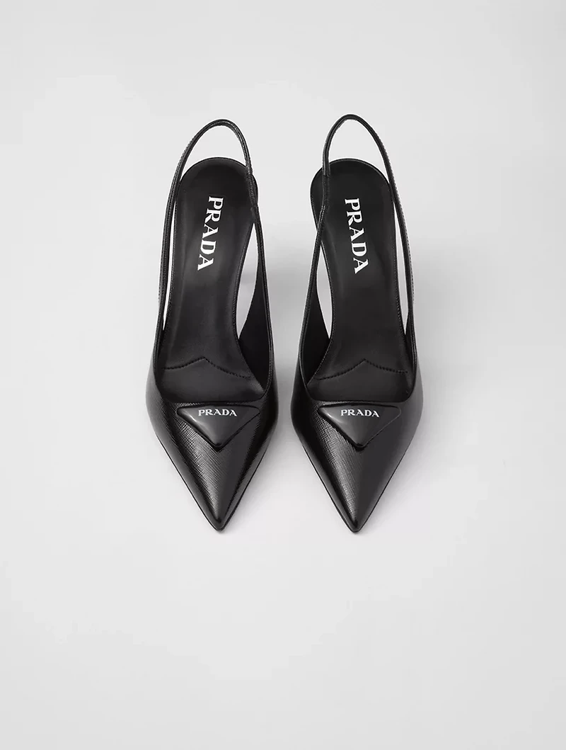 Saffiano Patent Leather Slingback Pumps
