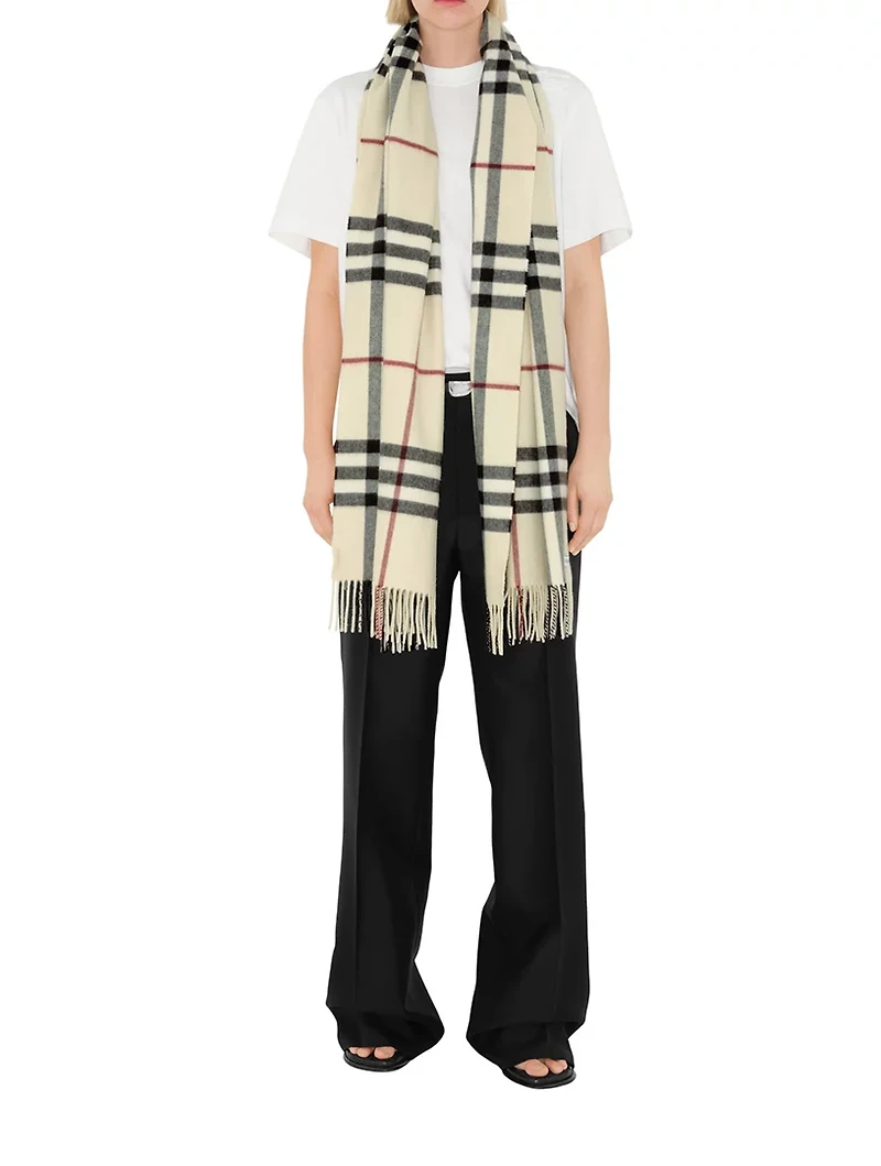 Wide Check Cashmere Scarf