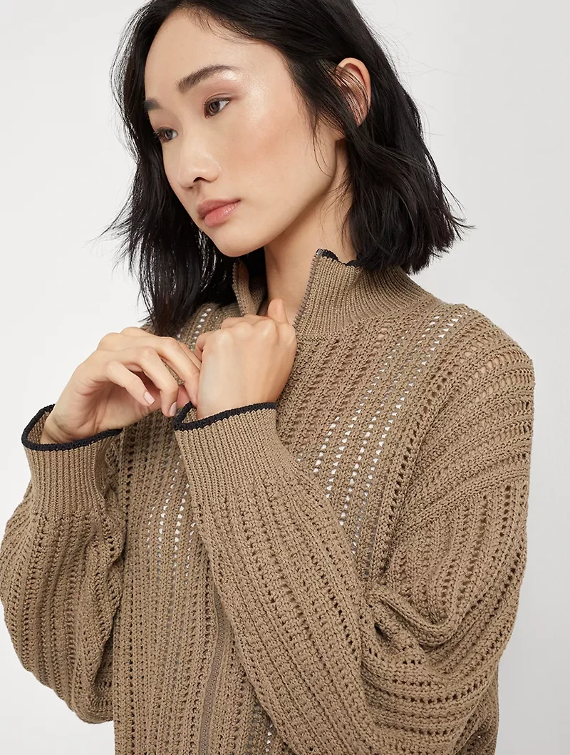 Ribbed Openwork Cardigan