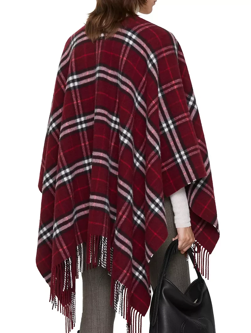Check Wool Cashmere Cape