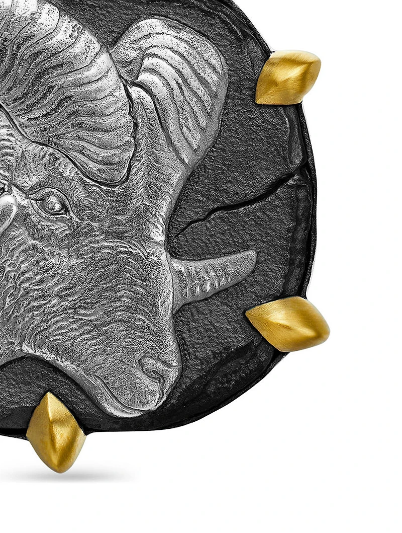 Aries Amulet In Sterling Silver With 18k Yellow Gold, 33mm