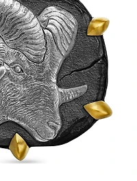 Aries Amulet In Sterling Silver With 18k Yellow Gold, 33mm