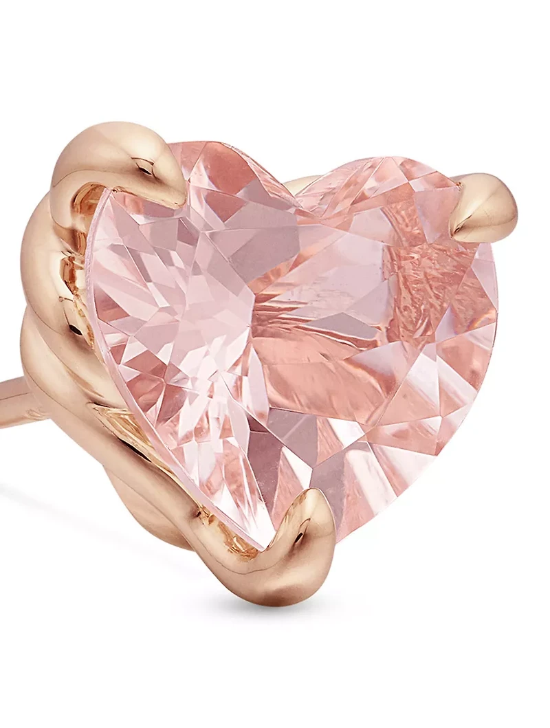 Chatelaine® Heart Stud Earrings In 18k Rose Gold With Morganite, 8mm