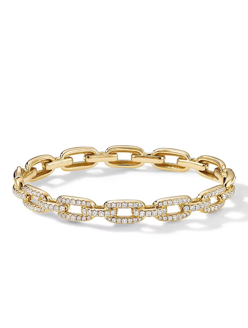 Stax Chain Link Bracelet 18k Yellow Gold With Pavé Diamonds