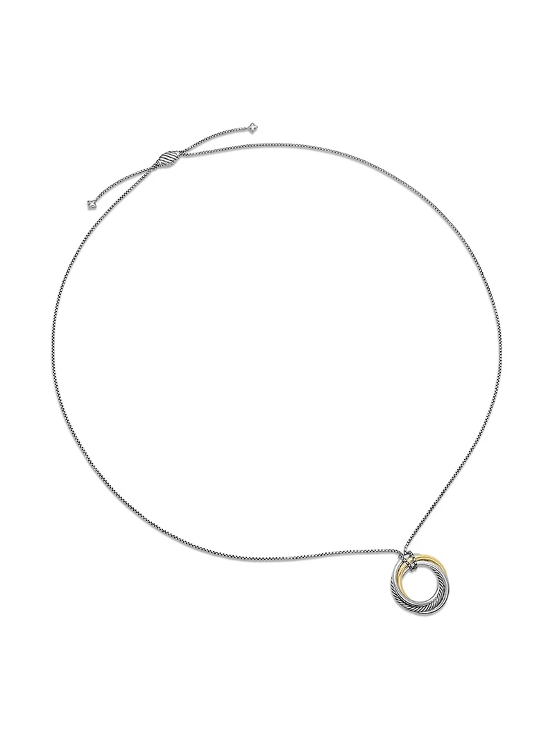 Crossover Pendant Necklace In Sterling Silver With 14k Yellow Gold
