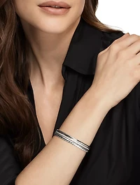 Dy Mercer® Three Row Cuff Bracelet Sterling Silver With Diamonds, 10.4mm