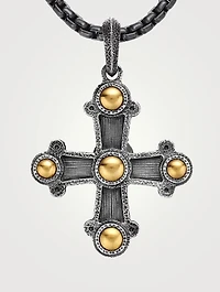 Shipwreck Cross Amulet  In Sterling Silver With 18k Yellow Gold, 44mm