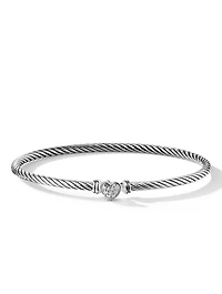 Cable Collectibles® Heart Bracelet Sterling Silver With Pavé Diamonds