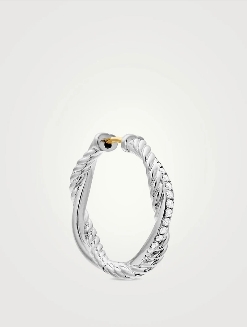 Petite Infinity Hoop Earrings In Sterling Silver With Diamonds, 17.3mm