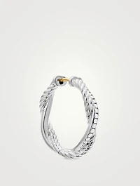 Petite Infinity Hoop Earrings In Sterling Silver With Diamonds, 17.3mm