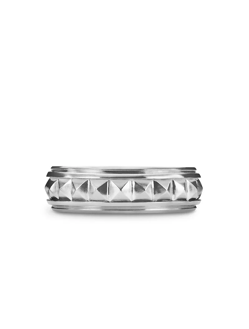 Pyramid Band Ring Sterling Silver, 8mm