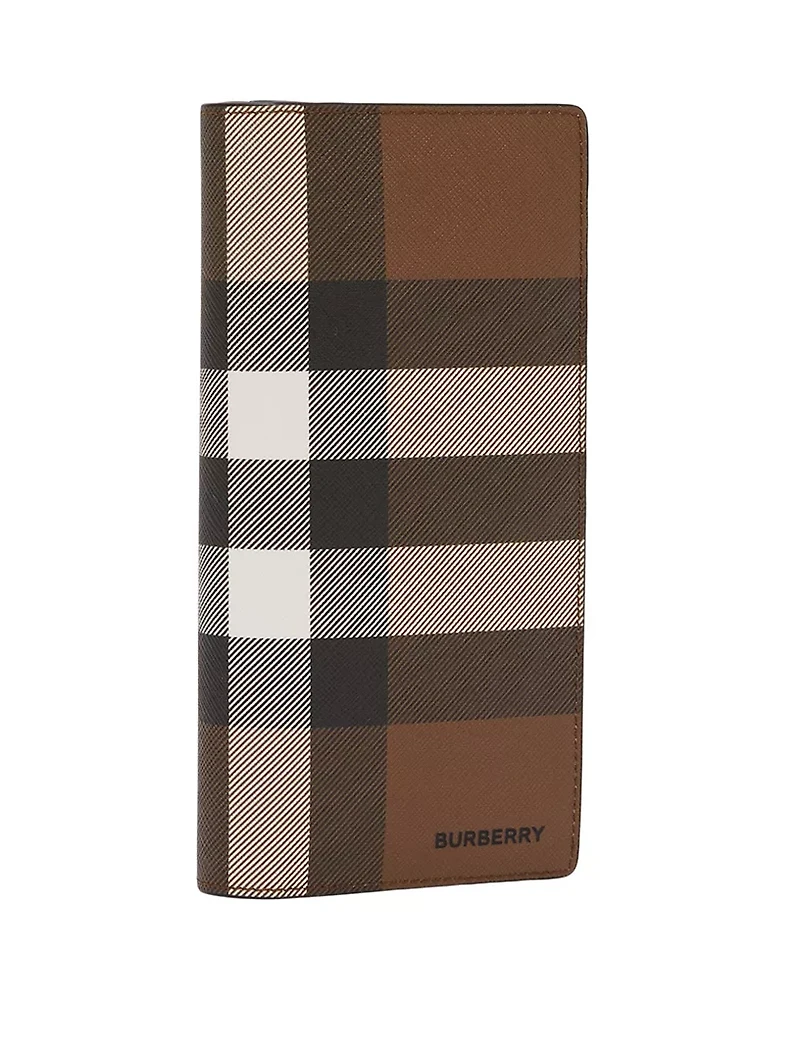 Check And Leather Continental Wallet