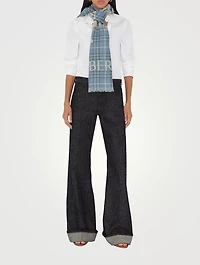 Wide Ekd Check Wool Scarf
