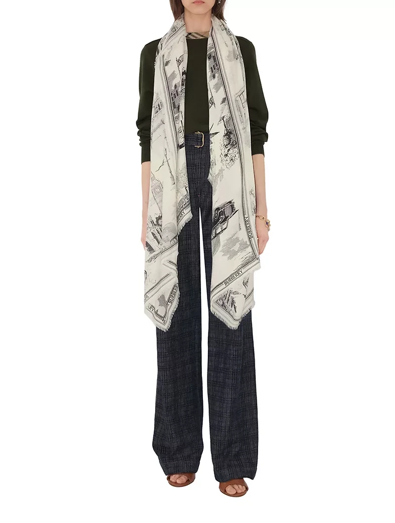 London Landmarks Wool Silk Scarf