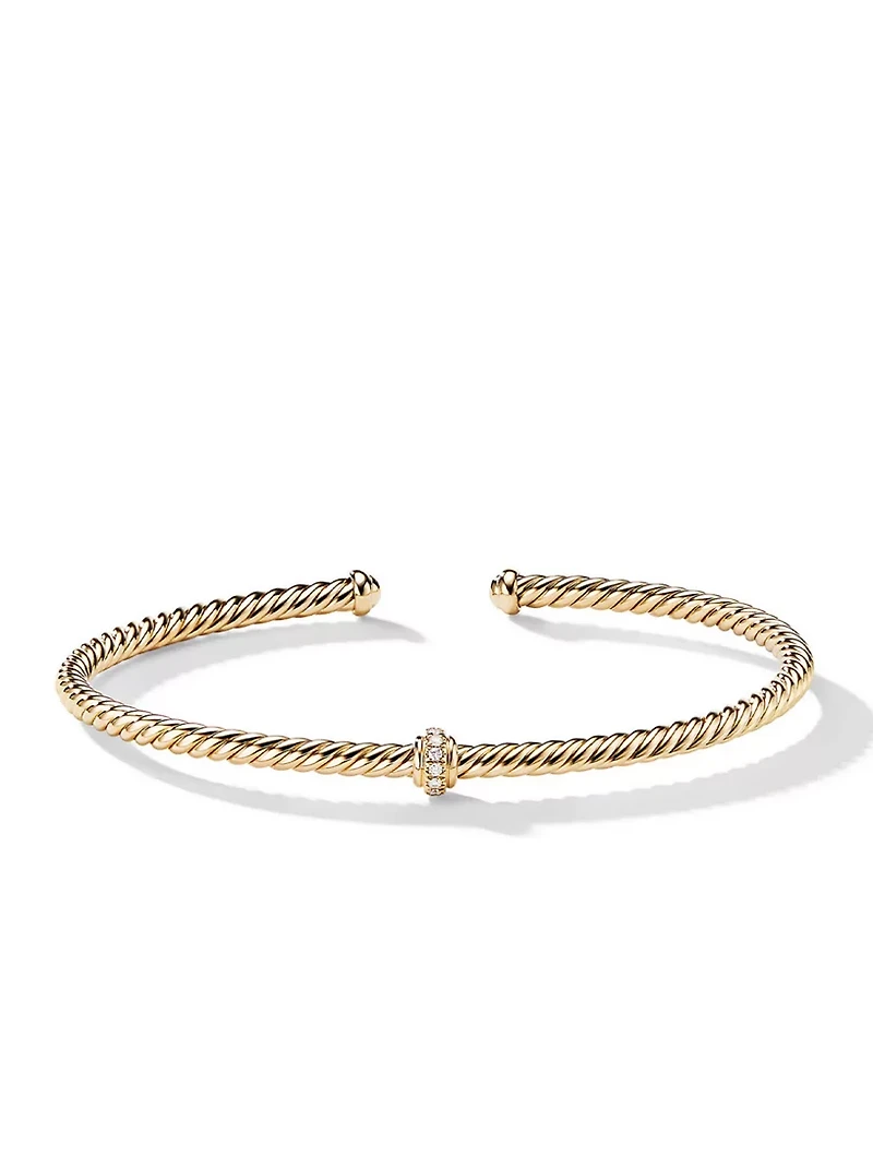 Cablespira® Station Bracelet 18k Yellow Gold With Pavé Diamonds