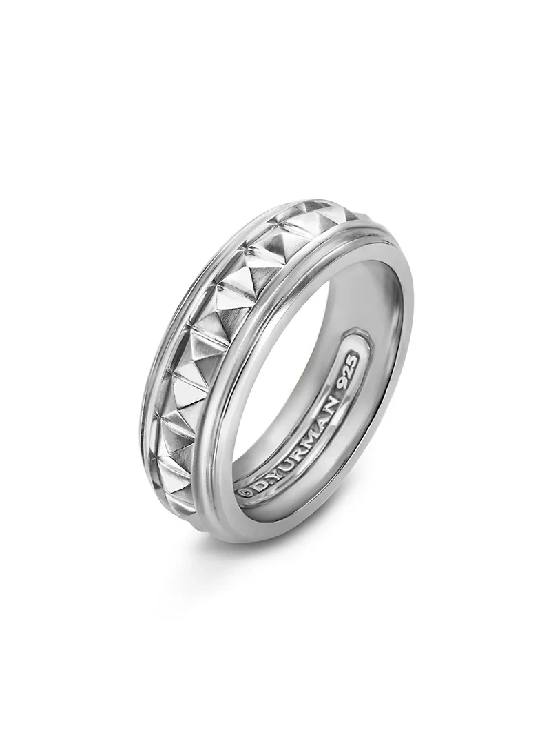 Pyramid Band Ring Sterling Silver, 8mm
