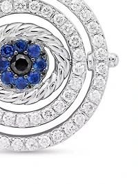 Evil Eye Mobile Amulet In 18k White Gold With Pavé Blue Sapphires And Diamonds, 20.5mm