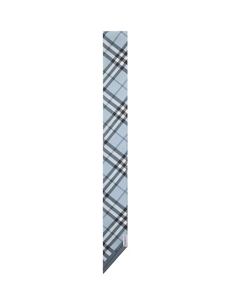 Skinny Contrast Check Silk Scarf