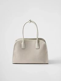 Medium Linen Blend And Leather Tote Bag