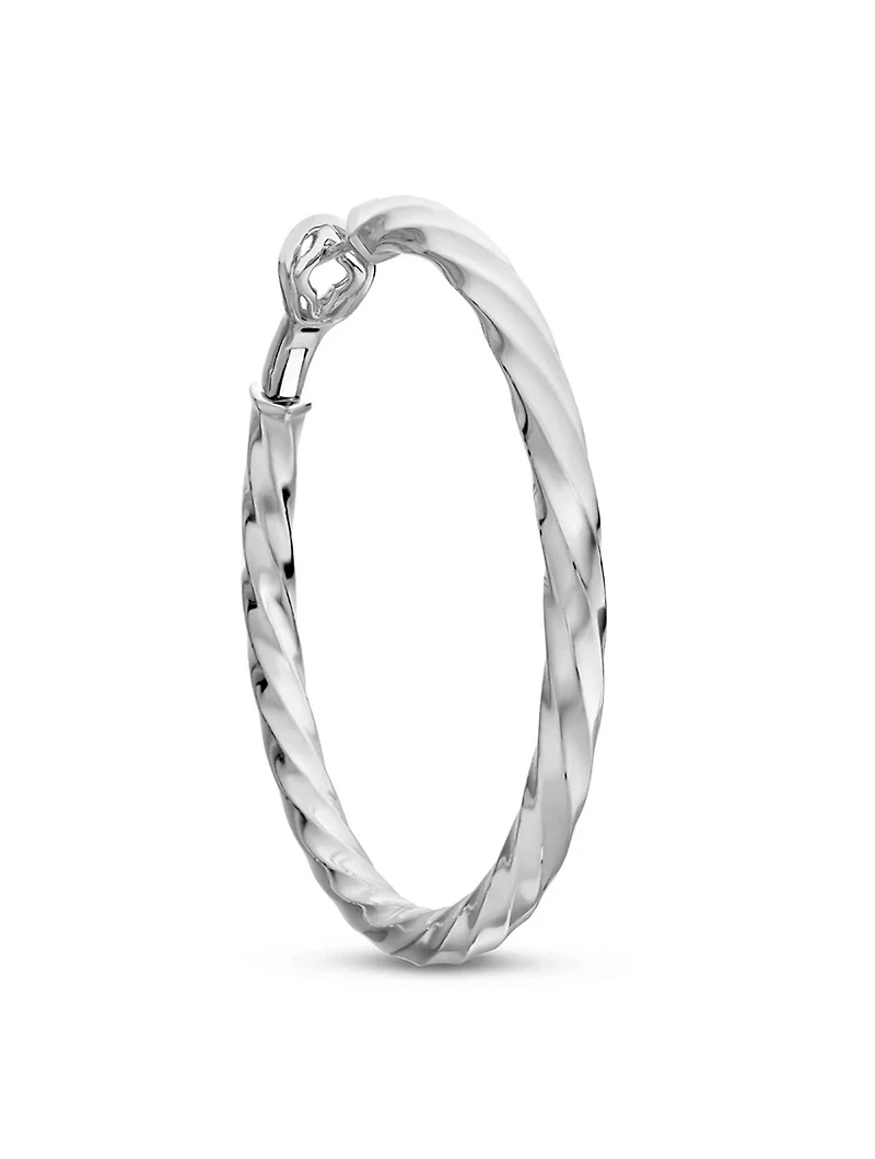 Cable Edge® Hoop Earrings In Sterling Silver, 2in