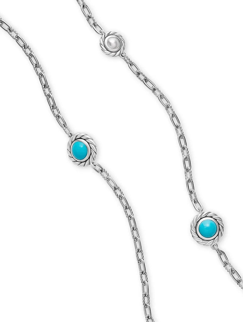 Pearl Classics Station Chain Necklace In Sterling Silver With Turquoise, 4mm