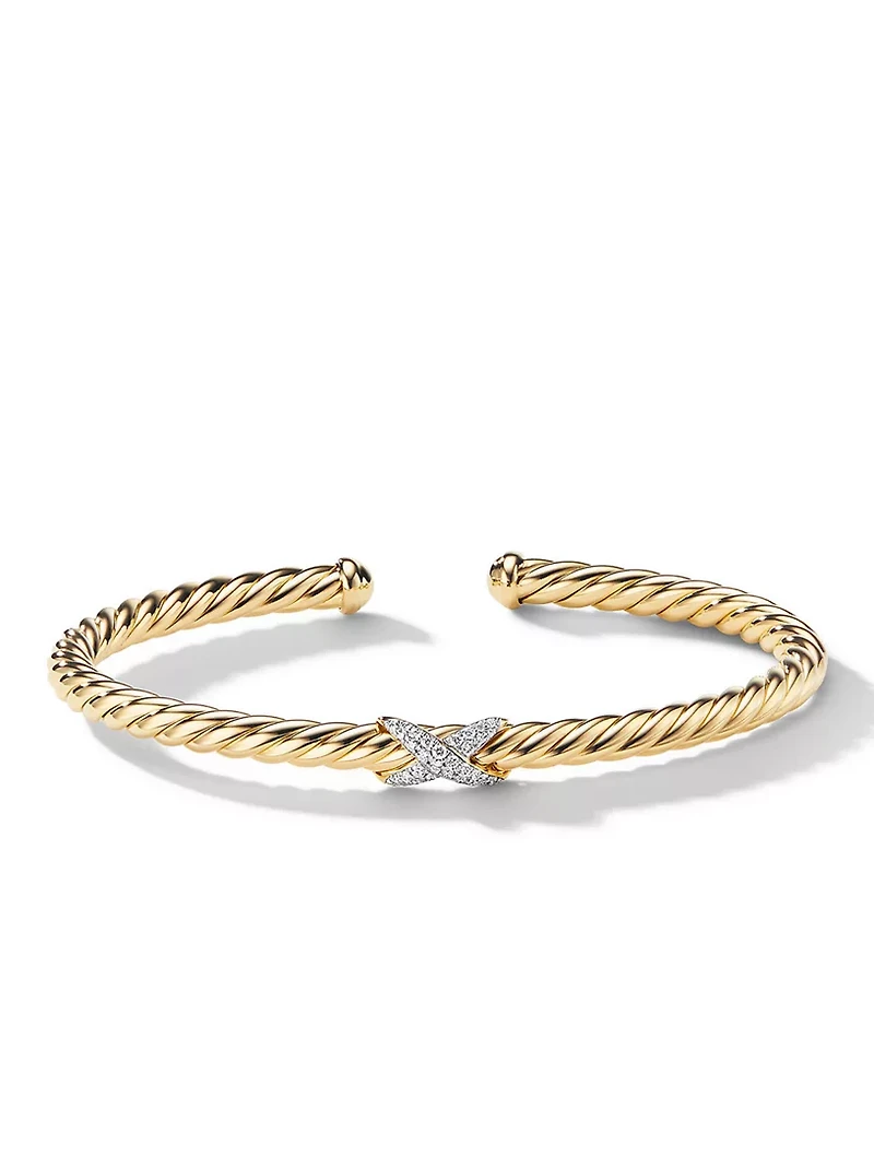 Cablespira® X Station Bracelet 18k Yellow Gold With Pavé Diamonds