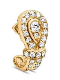 Thoroughbred Loop Huggie Hoop Earrings In 18k Yellow Gold With Diamonds, 14.5mm
