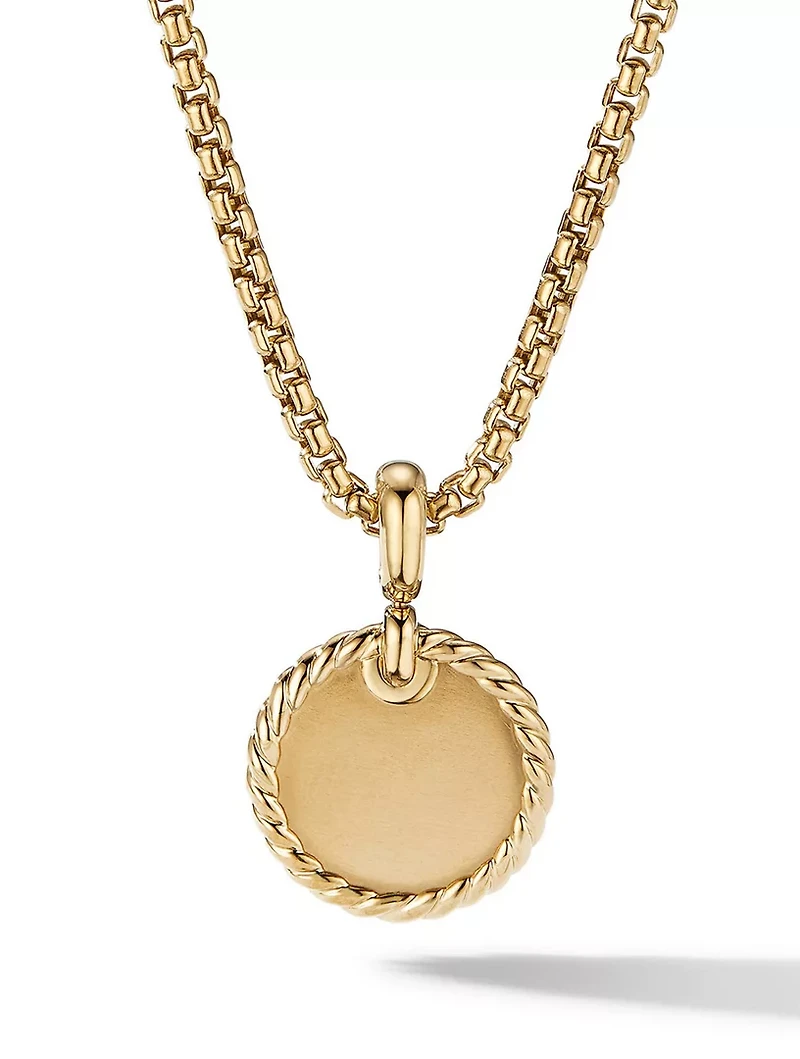 Dy Elements® Disc Pendant In 18k Yellow Gold With Pavé Diamonds