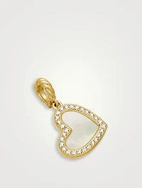 Dy Elements® Heart Pendant In 18k Yellow Gold With Mother Of Pearl And Diamonds, 19.5mm