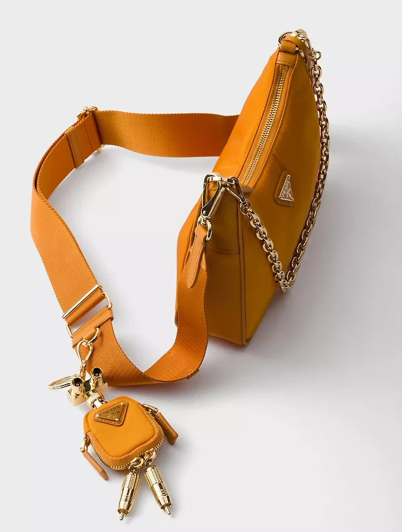 Prada Re-edition 2005 Re-nylon And Saffiano Leather Bag With Charm