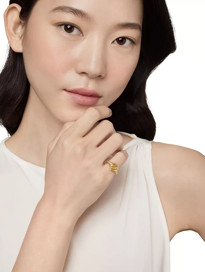 Sculpted Cable Pinky Ring 18k Yellow Gold, 9.7mm