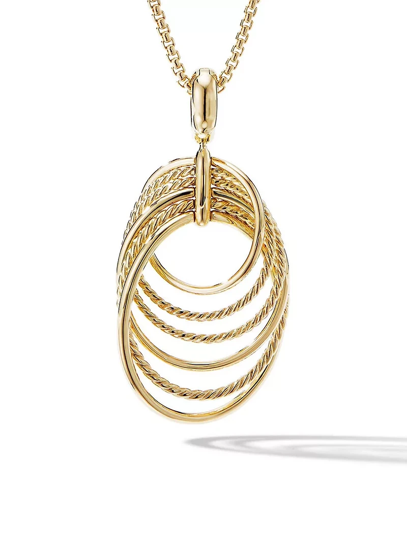 Dy Origami Pendant Necklace In 18k Yellow Gold With Pavé Diamonds
