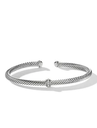 Cable Classics Center Station Bracelet Sterling Silver With Pavé Diamonds