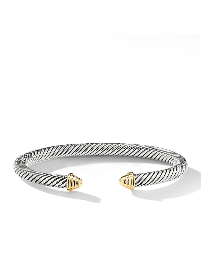 Cable Classics Bracelet Sterling Silver With 14k Yellow Gold Domes