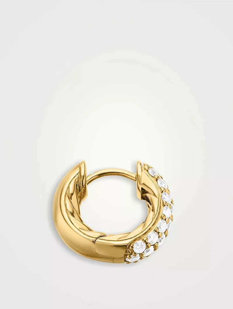 Dy Mercer® Micro Hoop Earrings In 18k Yellow Gold With Diamonds, 13.5mm