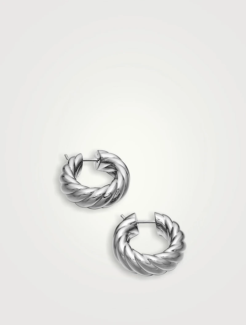 Sculpted Cable Hoop Earrings In Sterling Silver