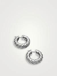 Sculpted Cable Hoop Earrings In Sterling Silver