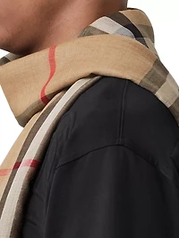 Check Lightweight Wool Silk Scarf