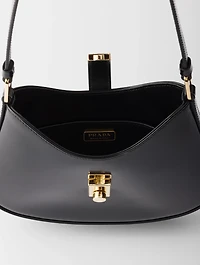 Prada Cleo Brushed Leather Shoulder Bag With Clasp Closure