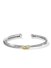 Petite X Center Station Bracelet Sterling Silver With 18k Yellow Gold