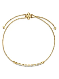 Petite Pavé Station Chain Bracelet In 18k Yellow Gold With Diamonds, 1mm