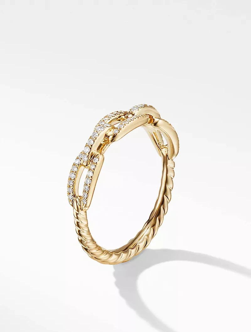Stax Chain Link Ring 18k Yellow Gold With Pavé Diamonds