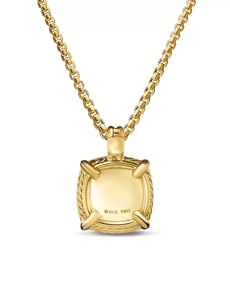 Chatelaine® Pavé Bezel Pendant Necklace In 18k Yellow Gold With Champagne Citrine And Diamonds, 14mm