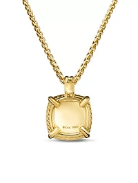 Chatelaine® Pavé Bezel Pendant Necklace In 18k Yellow Gold With Champagne Citrine And Diamonds, 14mm